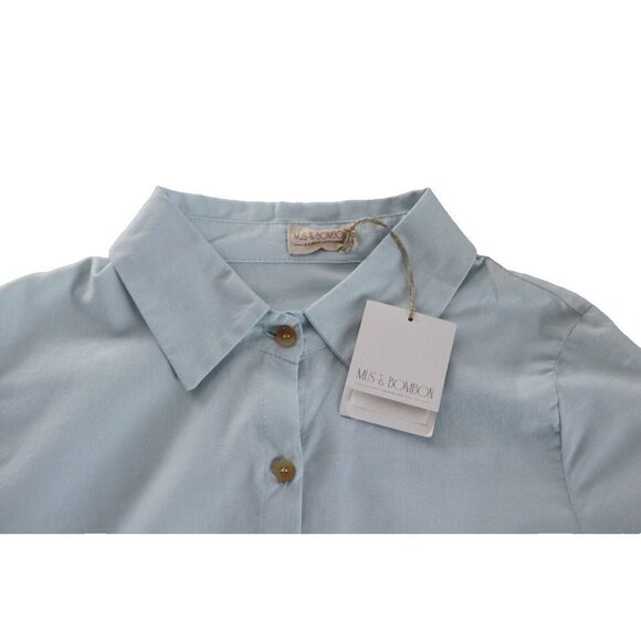 Mus & Bombon Women's XS Sky Blue Cinabri Special Cut Shirt Cotton Top Blouse NWT - Picture 2 of 8